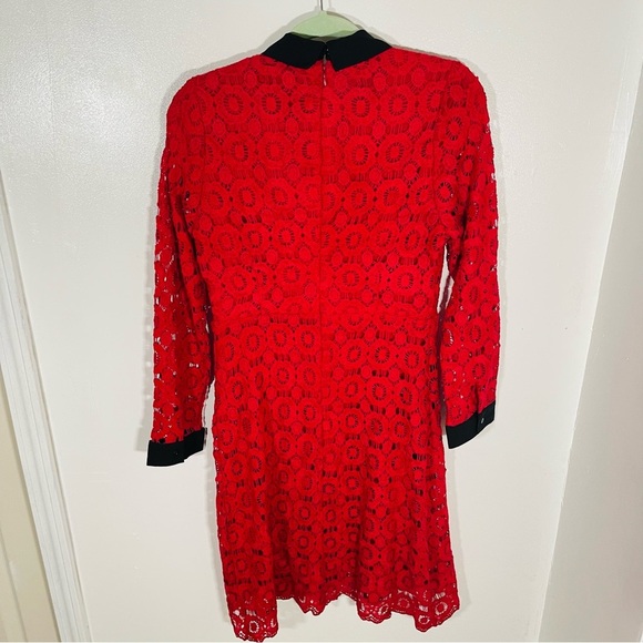 JessaKae Peter Pan Floral Crochet Dress Red Black Retro Modest Whimsigoth - Picture 10 of 10